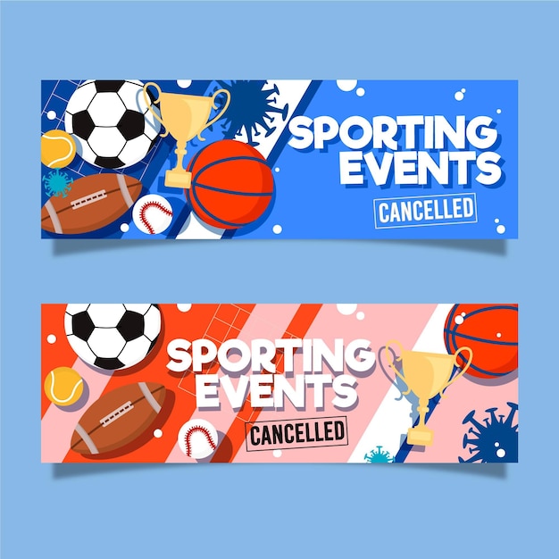 Vector gratuito los eventos deportivos cancelaron pancartas