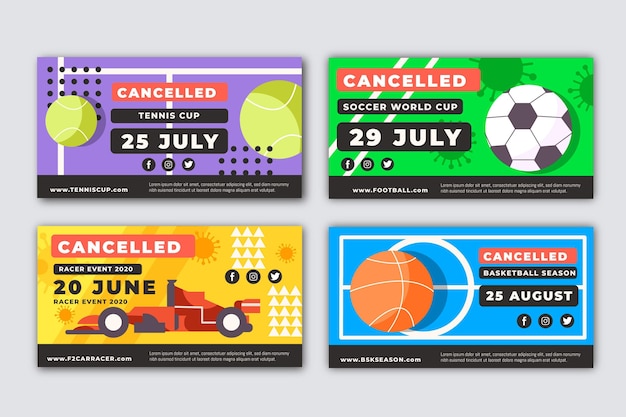 Vector gratuito los eventos deportivos cancelaron pancartas