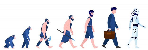 Evolución humana de dibujos animados aislado plano