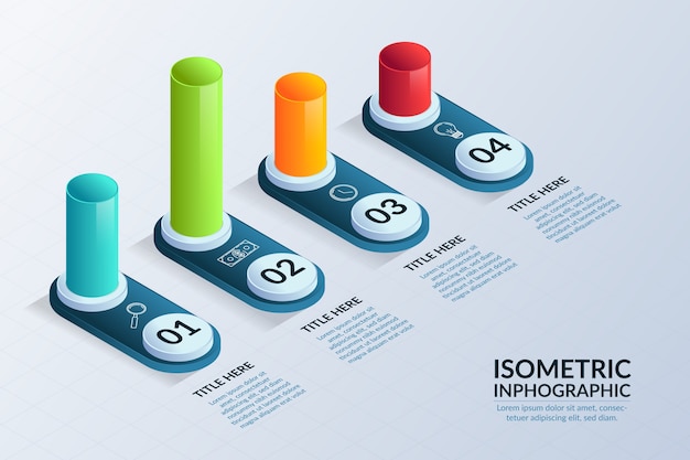 Vector gratuito evolución de la infografía isométrica.