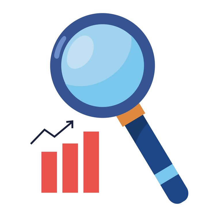 Vector gratuito examinando el cuadro financiero con lupa