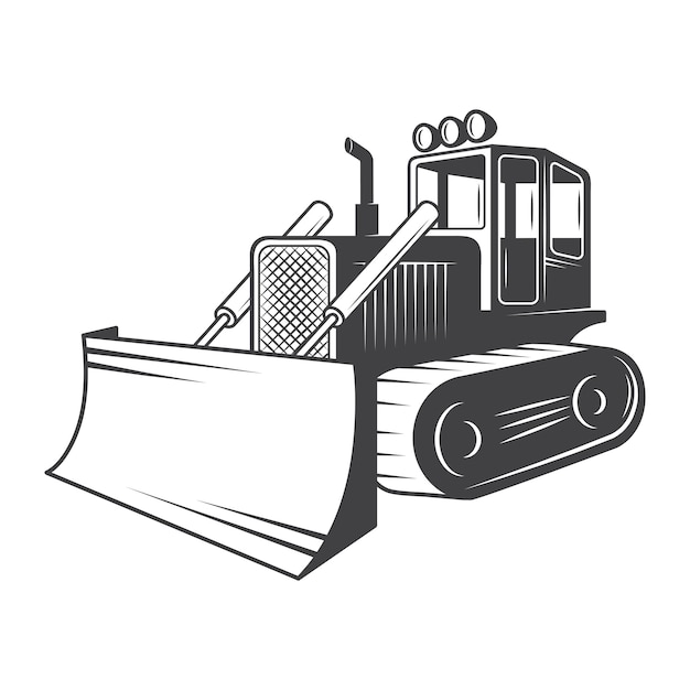 Vector gratuito de excavadora. en blanco y negro