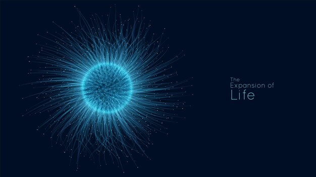 Expansión de la vida Fondo de explosión de esfera de vector Partículas pequeñas se esfuerzan fuera del centro Escombros borrosos en rayos o líneas bajo alta velocidad de movimiento Telón de fondo de explosión de ráfaga