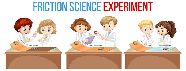 Experimento de ciencia de la fricción con niños científicos