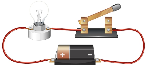 Experimento científico del circuito eléctrico.