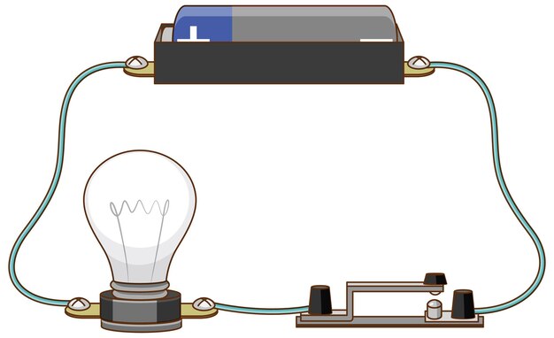 Experimento científico del circuito eléctrico.