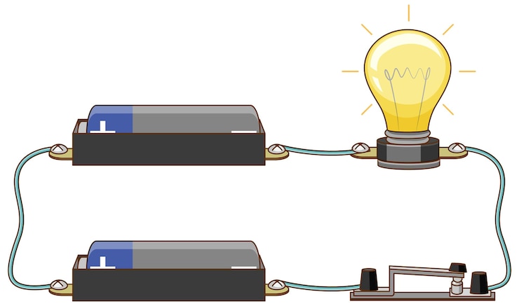 Vector gratuito experimento científico del circuito eléctrico.