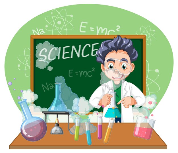 Un experimento científico en el laboratorio sobre fondo blanco.