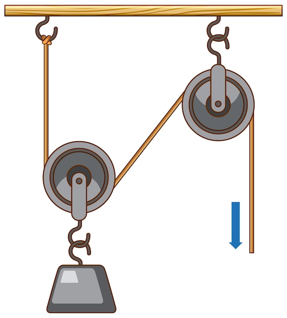 Experimento científico sobre fuerza y movimiento con polea