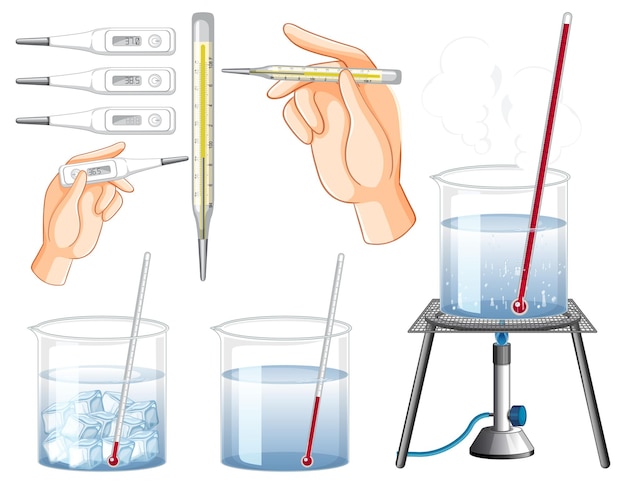 Vector gratuito experimento científico de la temperatura del agua