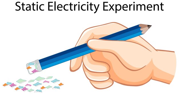 Experimento de electricidad estática con lápiz y papeles.