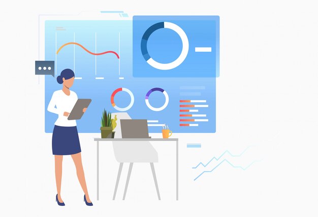 Experto financiero que analiza diagramas de datos comerciales
