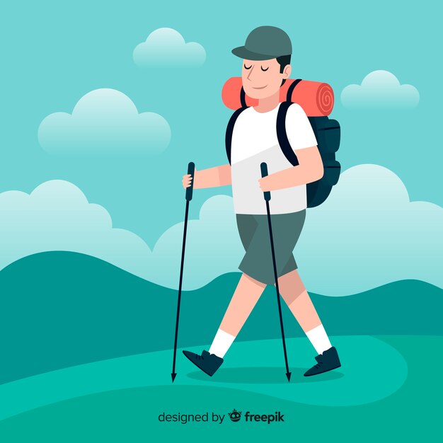 Explorador con el fondo de la mochila