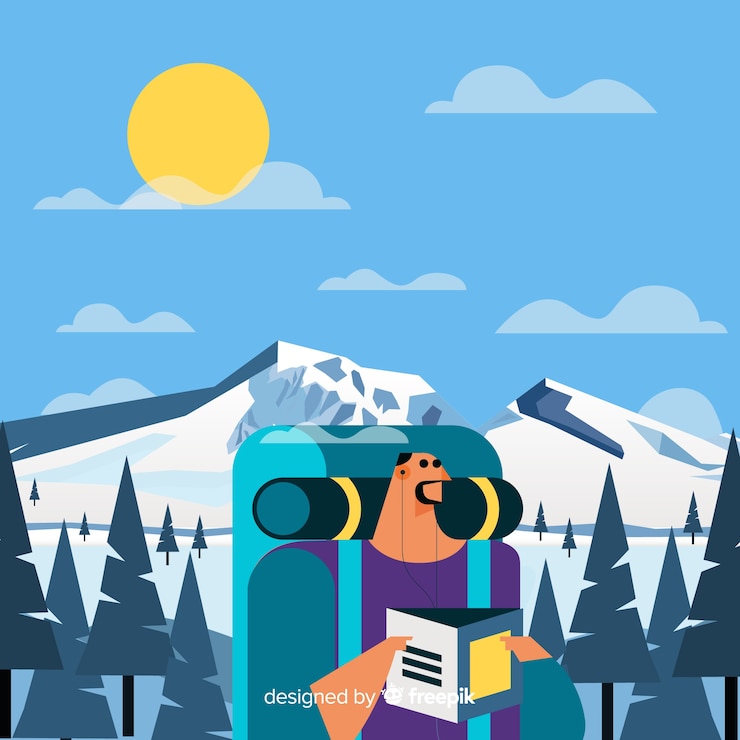 Vector gratuito explorador con mochila