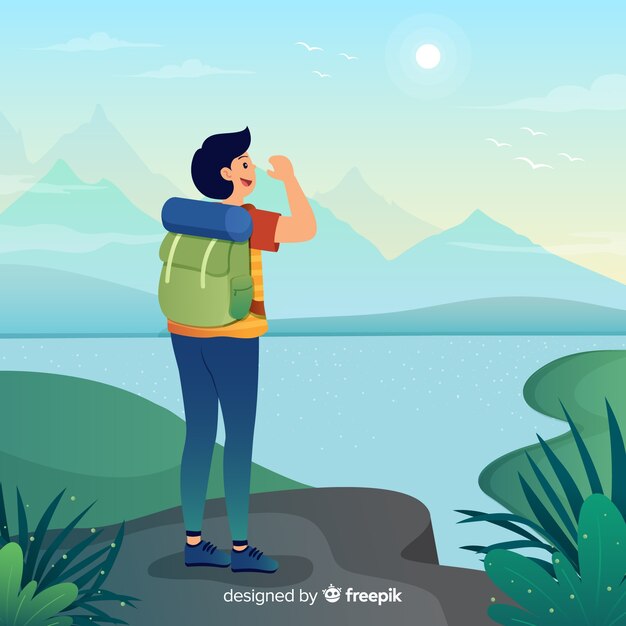 Explorador con mochila