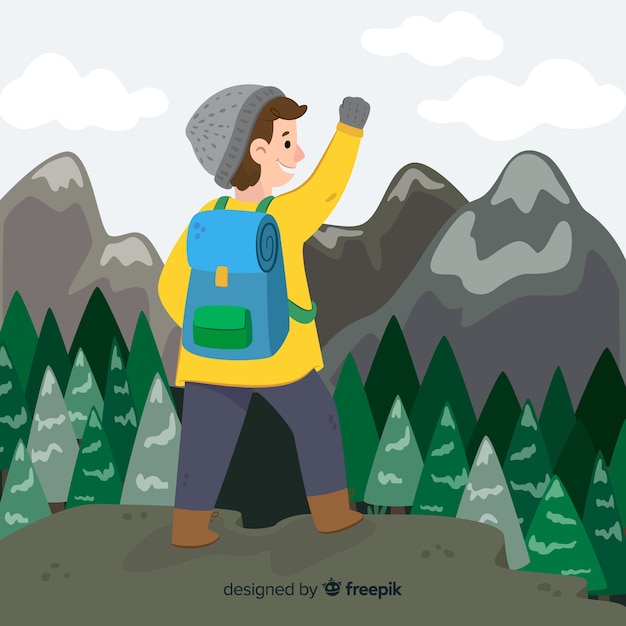 Explorador con mochila