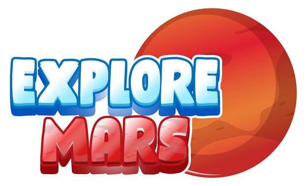 Explore el diseño del logotipo de la palabra Marte con el planeta Marte