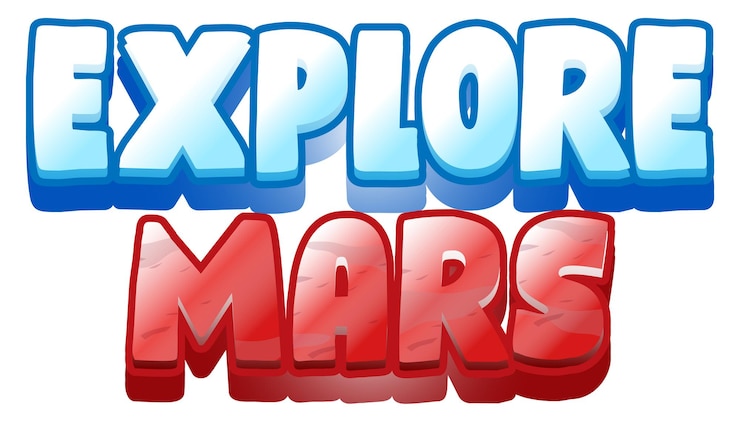 Vector gratuito explore el diseño del logotipo de la palabra marte