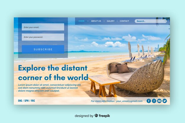 Explore la lejana página de aterrizaje de viajes mundiales