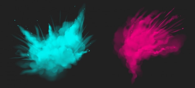 Explosión de color de polvo de pintura Holi realista