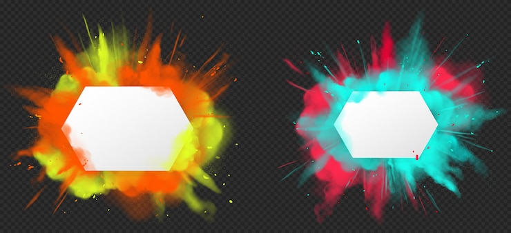 Vector gratuito explosión de color de polvo de pintura holi realista