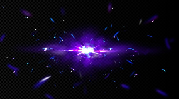 Explosión de estrellas con humo brillante y destellos