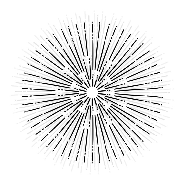 Explosión de sol abstracta forma la línea de luz solar sobre un fondo blanco
