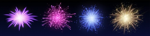 Explosiones de fuegos artificiales con estrellas brillantes