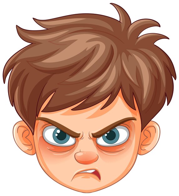 Expresión de dibujos animados de chicos enojados