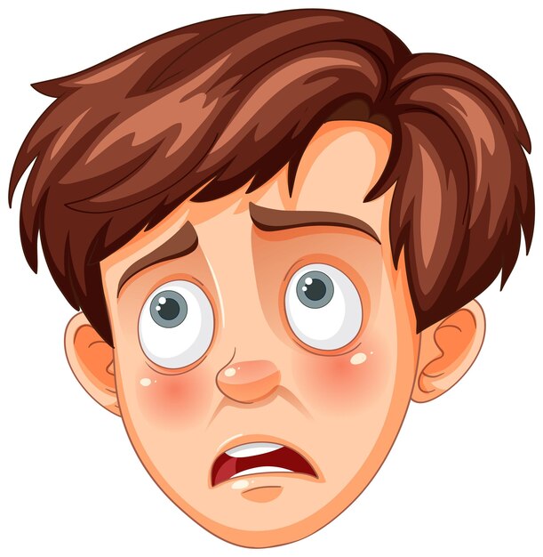 Expresión de dibujos animados de niño preocupado