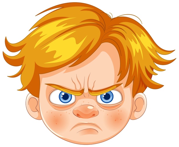 Expresión de dibujos animados de niños enojados