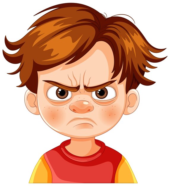 Expresión de dibujos animados de niños enojados