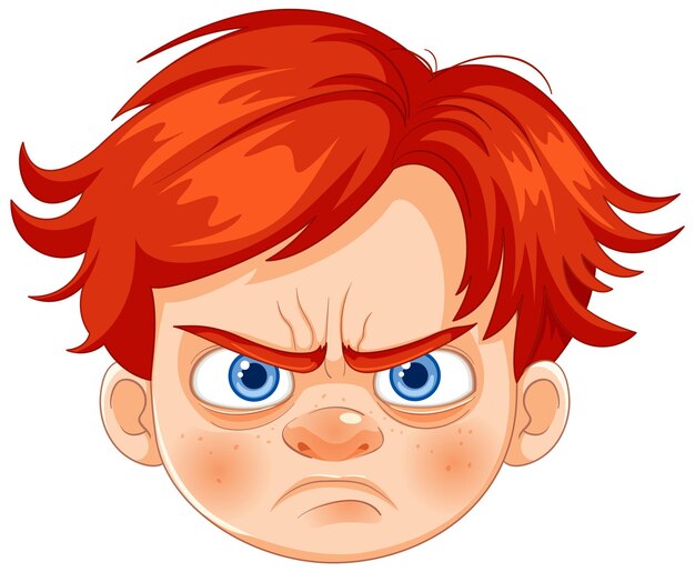 Expresión de dibujos animados de niños enojados