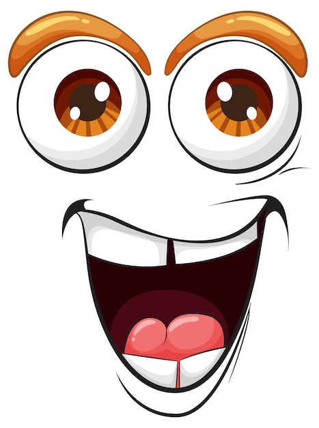 Expresión facial alegre de dibujos animados
