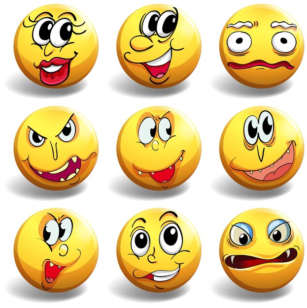 Expresión facial en bola amarilla