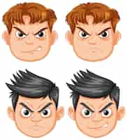 Vector gratuito expresión facial de los dibujos animados de angry boy