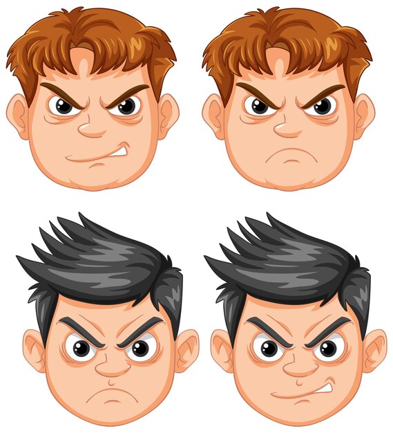 Expresión facial de los dibujos animados de Angry Boy