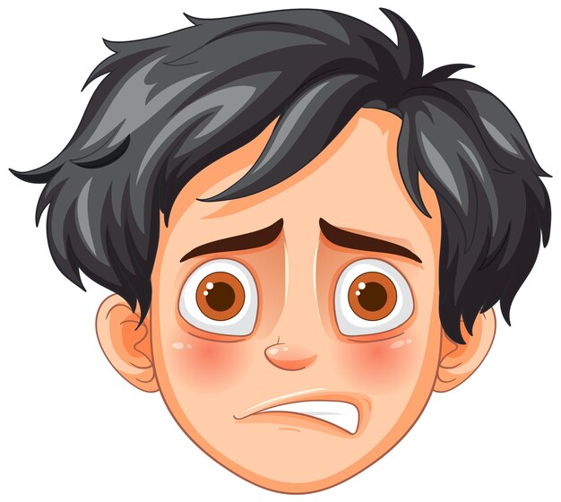 Expresión de preocupación Cara de dibujos animados