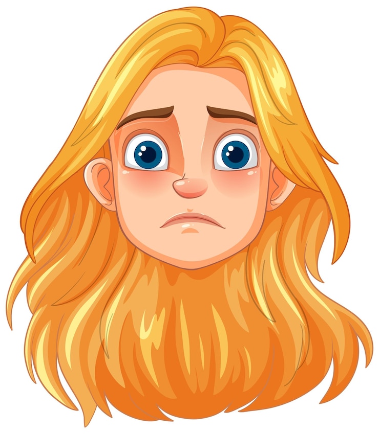 Vector gratuito expresión triste con el cabello rubio