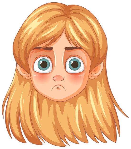 Expresión triste en la cara de dibujos animados