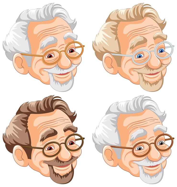 Vector gratuito expresiones de alegres señores de edad avanzada