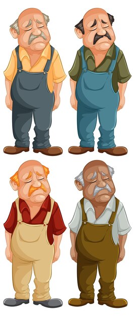 Expresiones de cuatro caballeros de edad avanzada