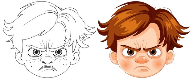 Expresiones de enojo Ilustración de dibujos animados