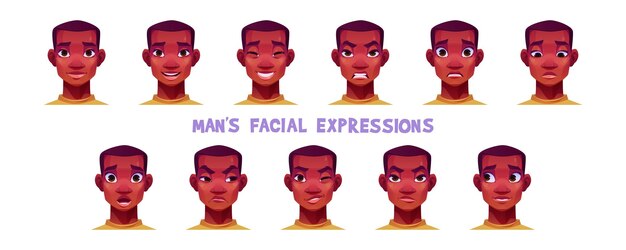 Expresiones faciales del hombre afroamericano