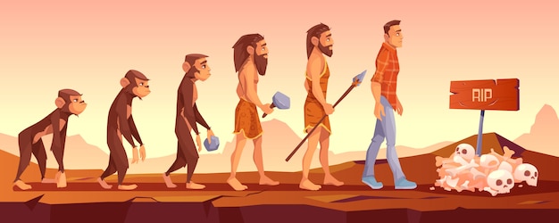 Extinción de especies humanas, línea de tiempo de evolución.