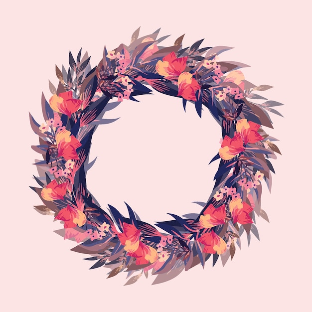 Vector gratuito exuberante corona floral en estilo acuarela