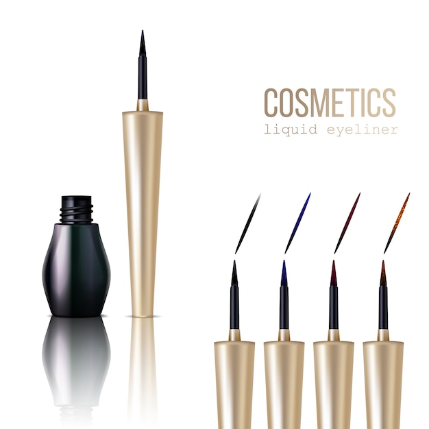 Vector gratuito eyeliner realistic set