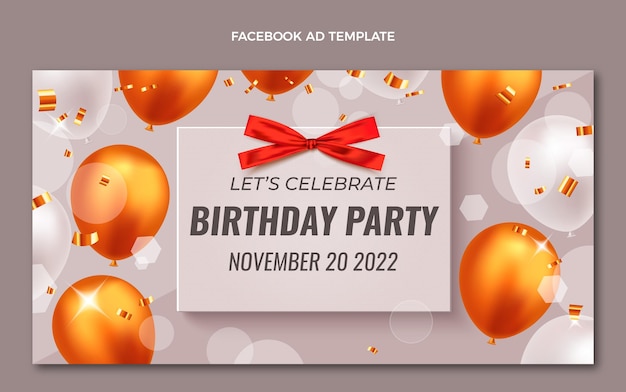 Facebook de cumpleaños dorado de lujo realista