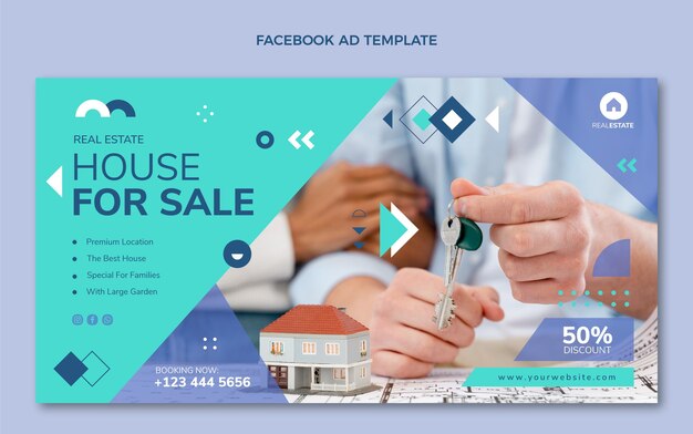 Facebook inmobiliaria geométrica abstracta plana