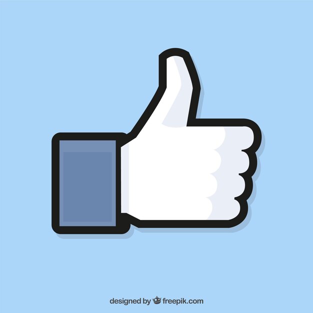 Facebook pulgar hacia arriba como fondo en estilo plano